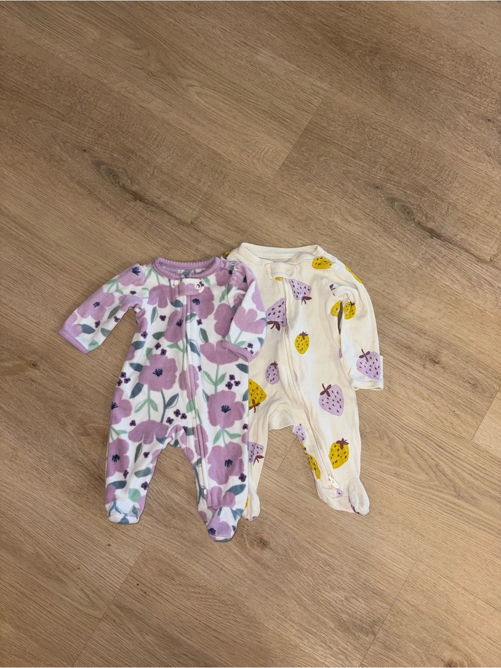 Carter's Purple Floral & Cream Strawberry Print Pajama Two-Pack